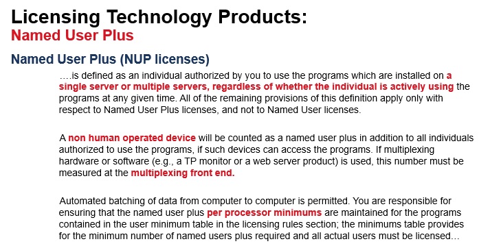 named user plus license